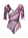 Pucci Iride-print Bodysuit In Fuxia/marrone