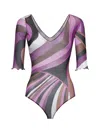 Pucci Iride-print Bodysuit In Fuxia/marrone