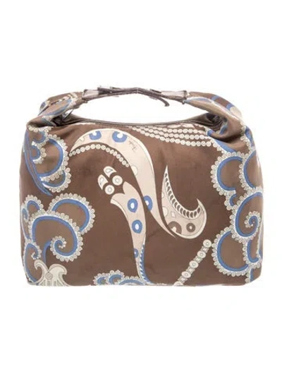 Pre-owned Pucci Top Handle Bag In Blue/brown/white