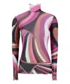 Pucci Printed Sheer Long Sleeve Top In Multicolor