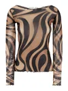 Pucci Marmo Tulle Top In Brown