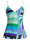 Pucci Iride Silk Satin Camisole In Blue