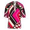 Pucci Vivara-print V-neck Blouse In Black