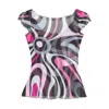 Pucci Tulle Top With Flared Hem And Abstract Pattern In Multicolor