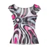 Pucci Tulle Top With Flared Hem And Abstract Pattern In Multicolor