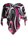 Pucci Abstract Pattern Asymmetric Hem Short Sleeves In Purple