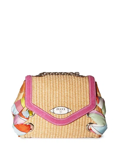 Pucci Tressage Logo-plaque Bag In Neutrals