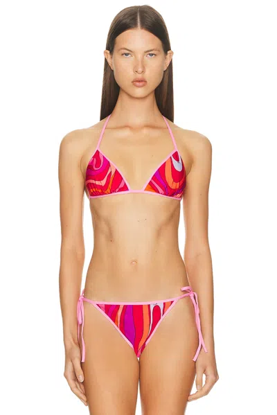 Pucci Triangle Bikini Top In Red