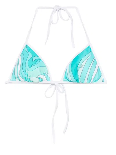 Pucci Triangle Bikini Top In Blue
