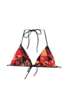 Pucci Printed Triangle Bikini Top In Brown