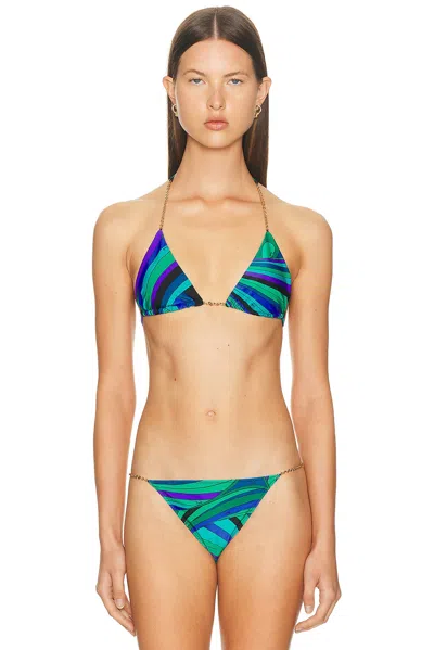 Pucci Triangle Bikini Top In Green