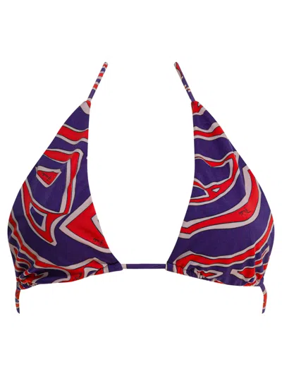 Pucci Triangle Bikini Top With Stamba Labirinto Swimwear Purple In Blue
