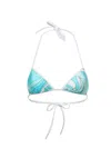 Pucci Triangle Bikini With Marble Print In Blue