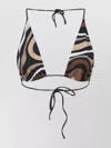 Pucci Triangle Halter Neck Adjustable Bikini Top In Brown