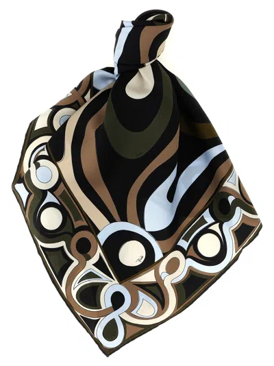 Pucci Triangle Scarf Scarves And Foulards Multicolor In Brown