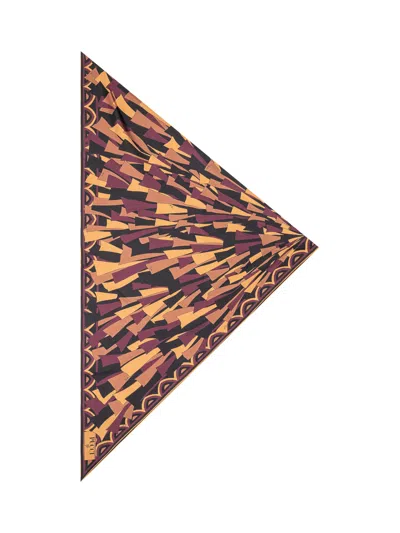 Pucci Triangle Silk Scarf 120 X 120 In Bordeaux Gold