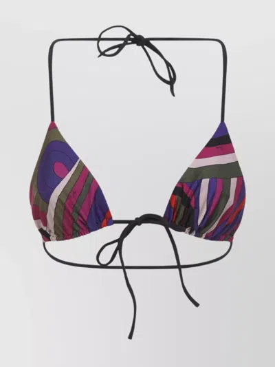 Pucci Triangle Top Adjustable Straps Bikini Set In Purple