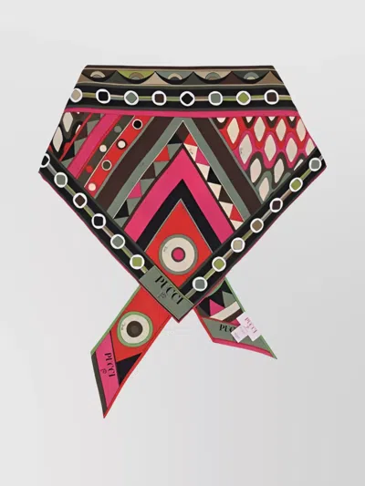 PUCCI TRIANGULAR KNOTTED BACK SILK SCARF SQUARE