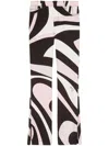 Pucci Marmo-print Trousers In Bianco/nero/rosa