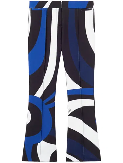 Pucci Marmo-print Flared Trousers In Blue