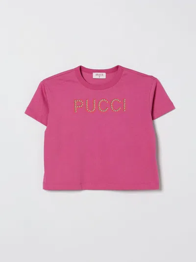 Pucci Kids' Tシャツ  ボーイ カラー バイオレット In Pink
