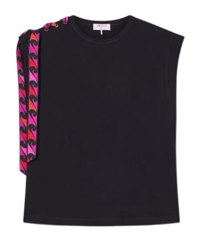 Pucci T-shirt With Foulard Detail In Black