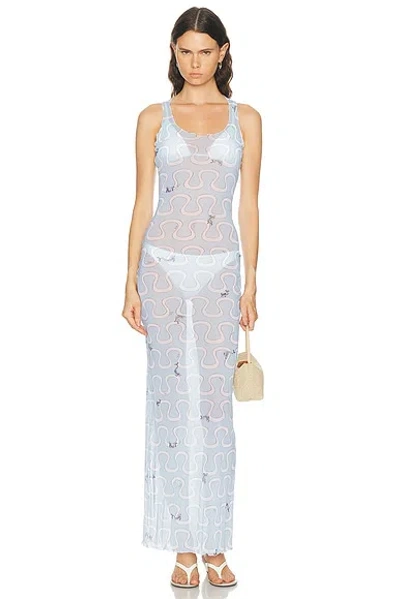 Pucci Graphic-print Scoop-neck Maxi Dress In Blue