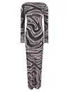 Pucci Maxi Dress With Abstract Pattern And Long Sleeves In Black