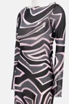 Pucci Maxi Dress With Abstract Pattern And Long Sleeves In Multi