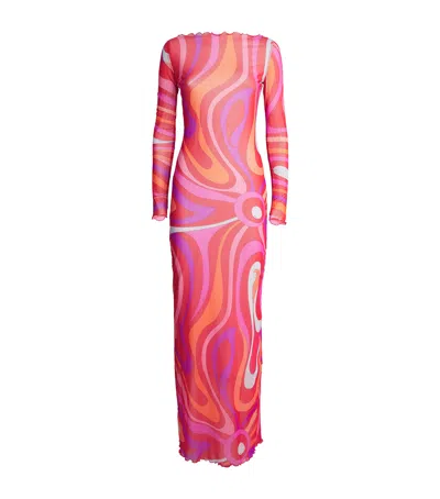 Pucci Tulle Marmo Print Maxi Dress