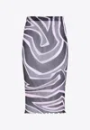 Pucci Prnted Tulle Longuette Midi Skirt Clothing In Multi