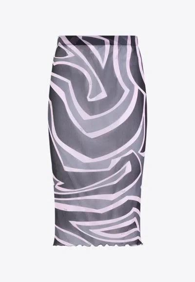 PUCCI TULLE MIDI PENCIL SKIRT