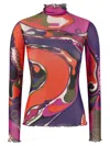 Pucci Abstract-print Turtleneck Sheer Top Clothing In Multi