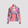 Pucci Abstract-print Turtleneck Sheer Top Clothing In Multi