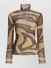 Pucci Labirinto Print Tulle T-shirt T-shirts Brown In Multi