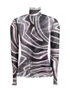 Pucci Tulle Top With Labyrinth Print In Black
