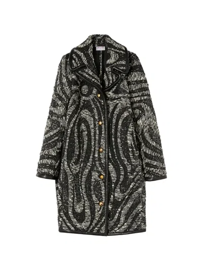 Pucci Tweed Patterned Coat In Black