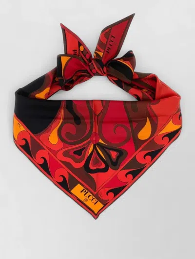 Pucci Twill Foulard Featuring Bold Pattern Knot In Red