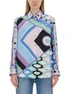 Pucci Vivara-print Silk Shirt In Baby Blue