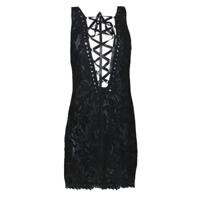 Pre-owned Pucci Unworn Emilio  By Peter Dundas Black Lace Mirror Lace Up Dress 38