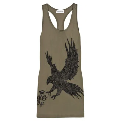 Pre-owned Pucci Unworn Emilio  By Peter Dundas Embroidered Eagle Dress Tunic 40 In Gray