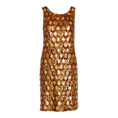 Pre-owned Pucci Unworn Emilio  Peacock Silk & Sequin Dress „palm Royale“ Amy Winehouse 42 In Brown
