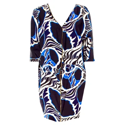 Pre-owned Pucci Unworn Emilio  Silk Signature Print Dress With Zip Details 40 In Black