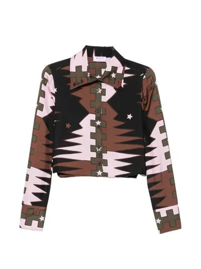 Pucci Valdimonte Crop Shirt In Brown