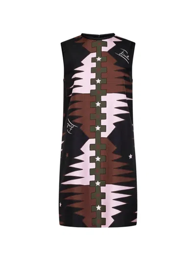 Pucci Valdimontone Print Silk Dress In Multi