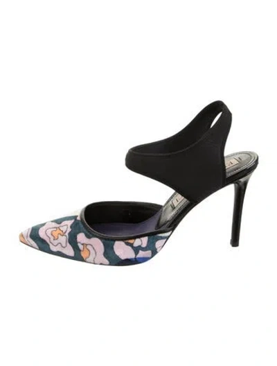 Pre-owned Pucci Velvet Floral Print Pumps In Black