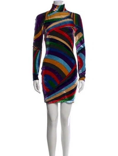 Pre-owned Pucci Velvet Mini Dress In Blue
