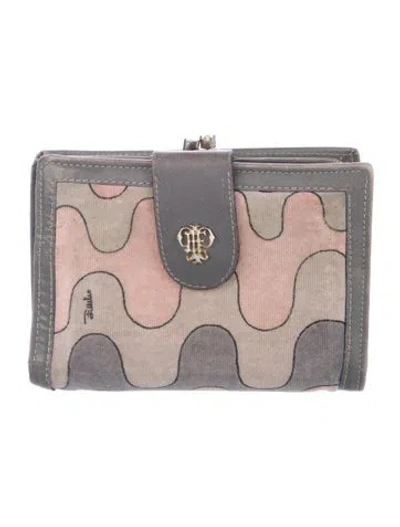 Pre-owned Pucci Velvet Patterned Wallet In Grey