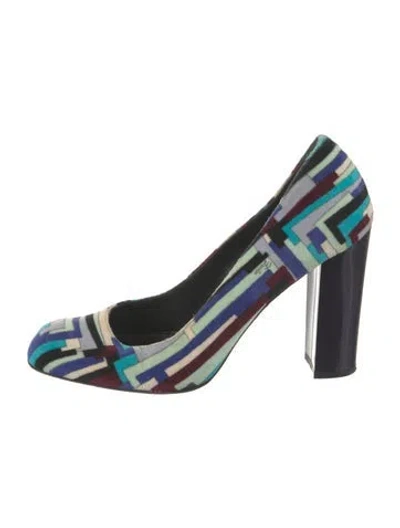 Pre-owned Pucci Velvet Printed Slingback Pumps In Green