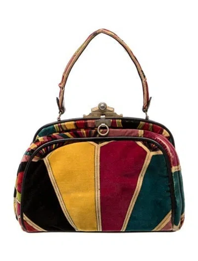 Pre-owned Pucci Velvet Top Handle Bag In Green